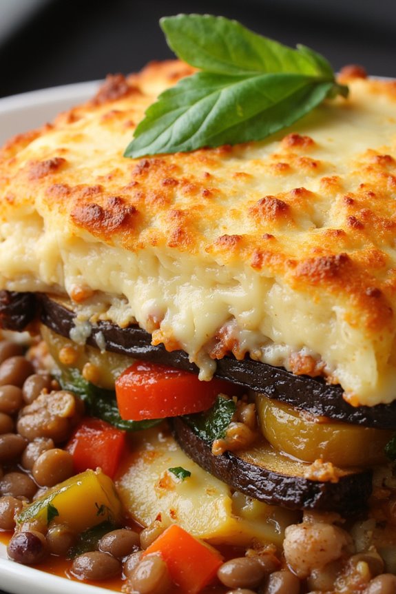 vegetarian moussaka with vegetables