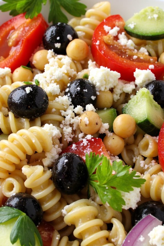 vibrant chickpea pasta salad