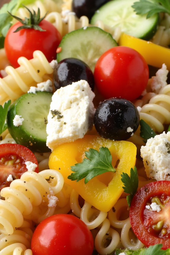 vibrant greek pasta salad