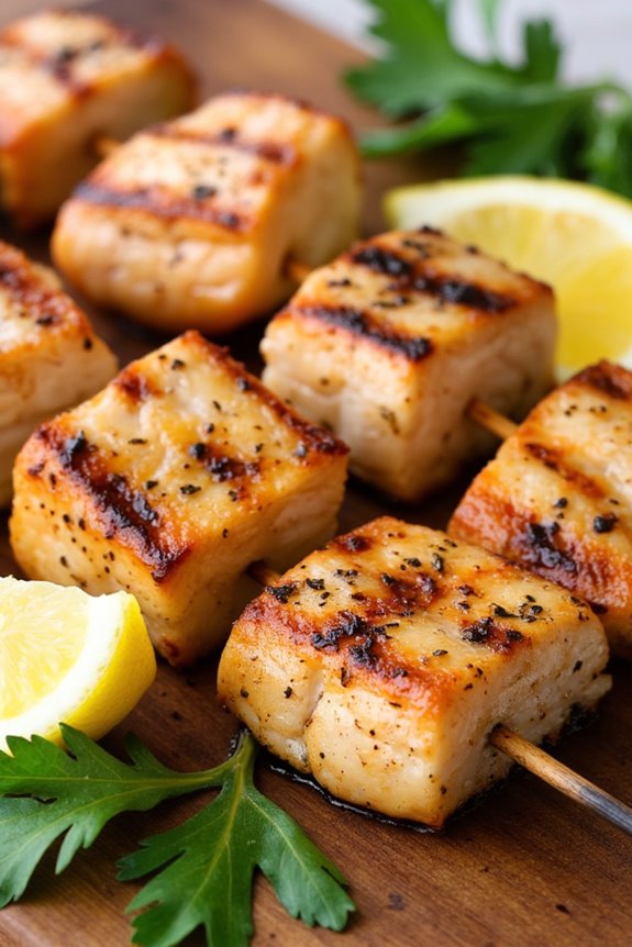 vibrant grilled fish skewers