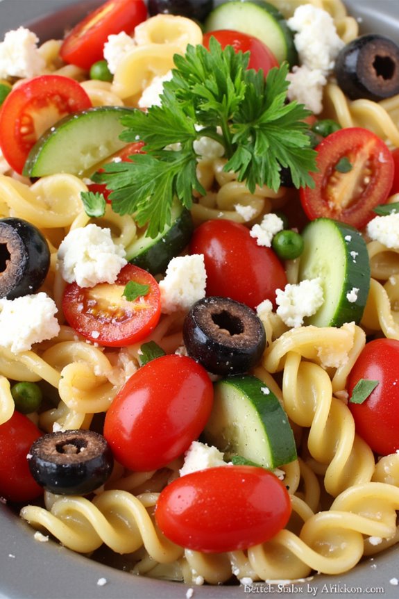 vibrant mediterranean pasta salad