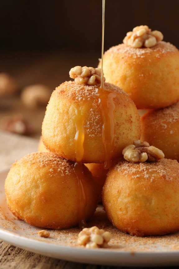 warm honey drenched greek puffs