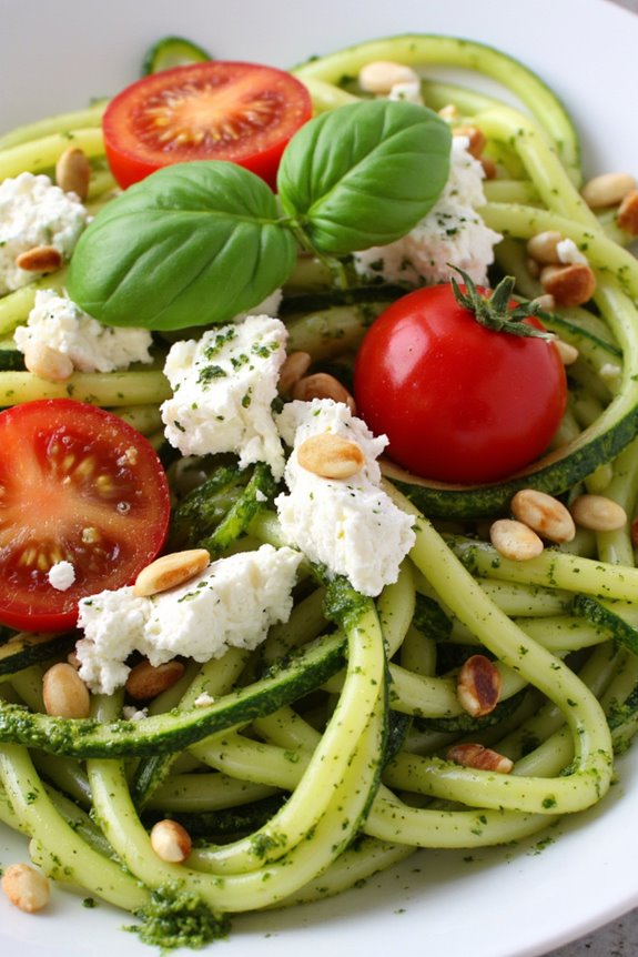 zucchini noodles with pesto